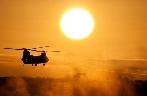 CH-47 Helicopter at Sunset