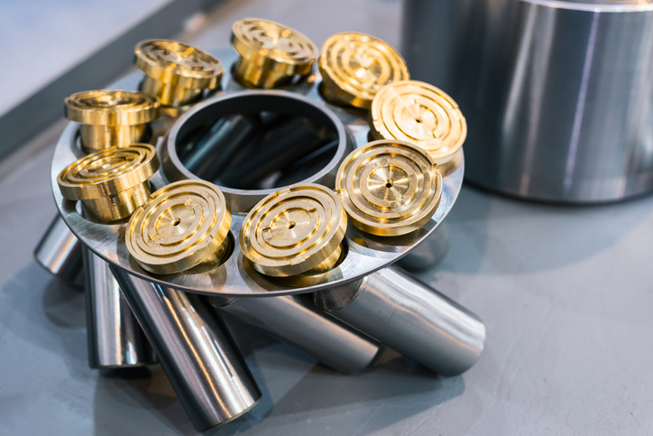 Axial piston pump pistons around a cylinder block