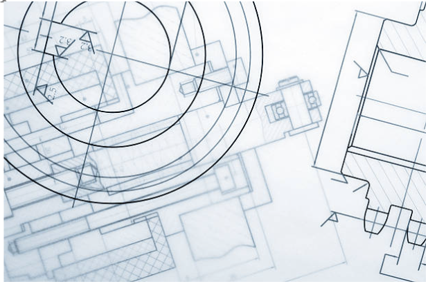 Abstract close up of engineering drawing.